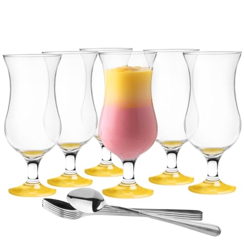 Glasmark KROSNO, 420ml, Set von 6, Glas für alkoholische Cocktails, Longdrinkgläser, Cocktailgläser, Trinkgläser, Partygläser, Perfekt für Zuhause, Restaurants und Partys, Teelöffel inklusive von Glasmark KROSNO 1992