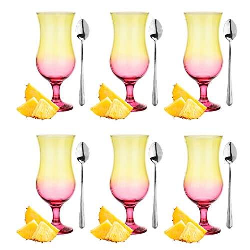 Glasmark KROSNO, 420ml, Set von 6, Glas für alkoholische Cocktails, Longdrinkgläser, Cocktailgläser, Trinkgläser, Partygläser, Perfekt für Zuhause, Restaurants, Teelöffel inklusive von Glasmark KROSNO 1992