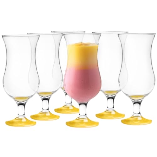 Glasmark Krosno Gläser Cocktailgläser Set Longdrink Cocktail Gin Bier Wasser Longdrinkgläser Cocktailgläser Trinkglas Wasserglas Glas Smoothie Dessert Spülmaschinenfest Gelb 6 x 420ml von G Glasmark KROSNO 1992