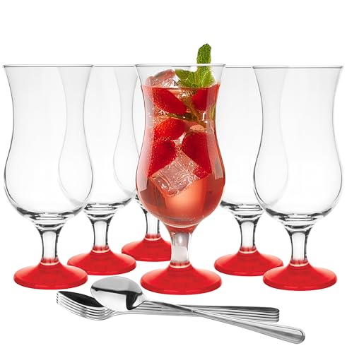 Glasmark KROSNO, 420ml, Set von 6, Glas für alkoholische Cocktails, Longdrinkgläser, Cocktailgläser, Trinkgläser, Partygläser, Perfekt für Zuhause, Restaurants und Partys, Teelöffel inklusive von Glasmark KROSNO 1992