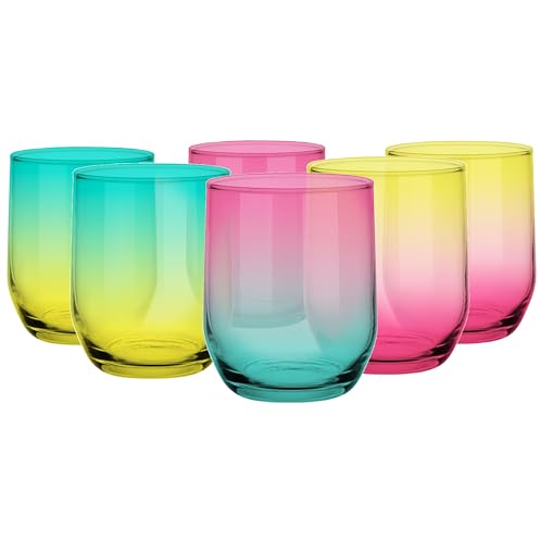 Glasmark KROSNO, 300ml, Set von 6, Trinkgläser, Highball Glas, farbige Gläser, Wassergläser, Cocktail, Perfekt für Zuhause, Restaurants und Partys, Glässerset, klassische Form von Glasmark KROSNO 1992