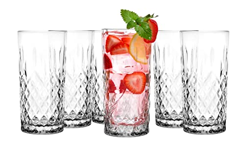 Glasmark Krosno Wassergläser Gläser Trinkgläser Set Longdrink Cocktail Gin Wasser Longdrinkgläser Cocktailgläser, Spülmaschinenfest Transparent Mit Kristall Effekt 6 x 300ml von Glasmark KROSNO 1992