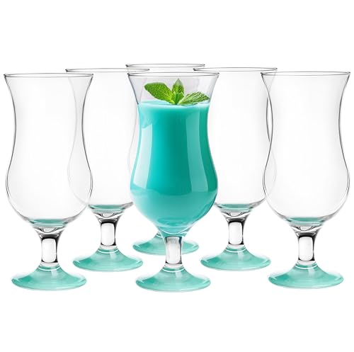 Glasmark Krosno Gläser Cocktailgläser Set Longdrink Cocktail Gin Bier Wasser Longdrinkgläser Cocktailgläser Trinkglas Wasserglas Glas Smoothie Dessert Spülmaschinenfest Türkis 6 x 420ml von Glasmark KROSNO 1992