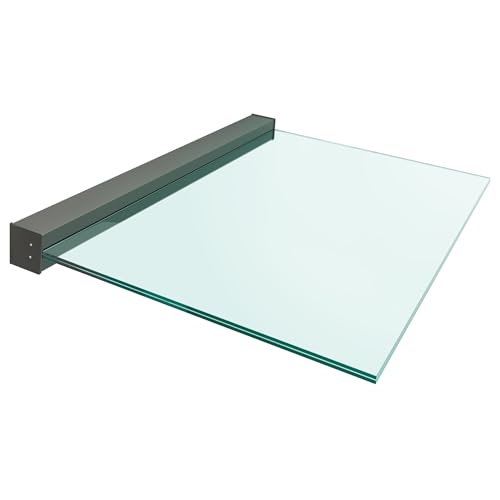 Glasprofi24 - DURA Plus Light® | Glasvordach 200x100 cm | Patentiertes Vordach aus Glas | Rahmenlos | Verbundsicherheitsglas 17,52 mm | Wandklemmprofil aus Aluminium | Pulverisiert in Anthrazit von Glasprofi24