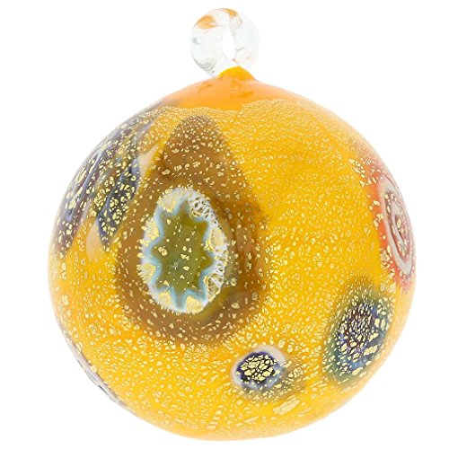 Glass Of Venice Mittlere Millefiori-Weihnachtsverzierung aus Muranoglas - Gelbgold von Glass Of Venice