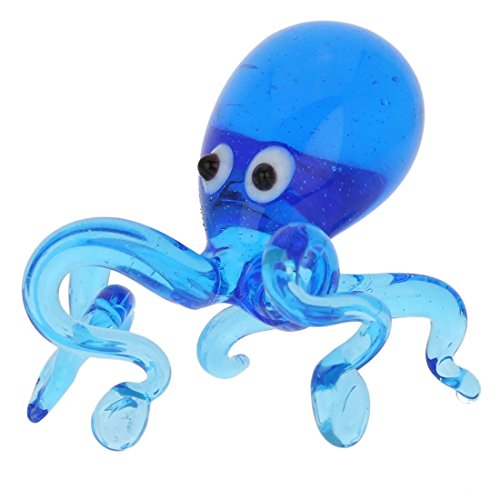 Glass Of Venice Muranoglas Oktopus Blau – Oktopus aus geblasenem Glas, Meerestier, Meeresleben, Figur, Ornament für Heimdekoration oder Aquarium, handgefertigt in Italien von Glass Of Venice