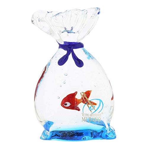 Murano Glas Aquarium Tasche mit tropischen Fischen - 3 Zoll von Glass Of Venice