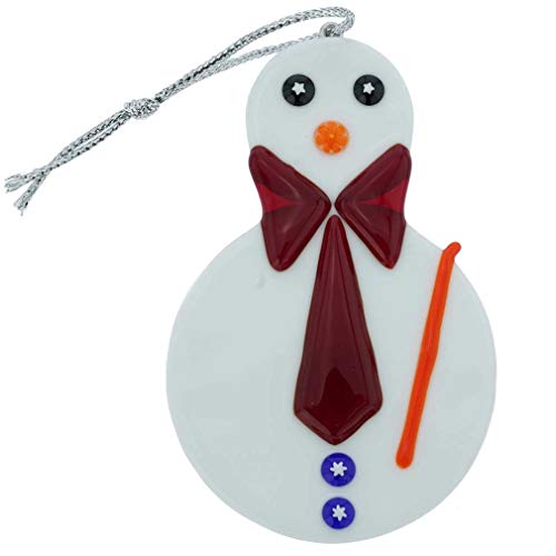 Murano Glas Schneemann Christbaumkugel - rot von Glass Of Venice