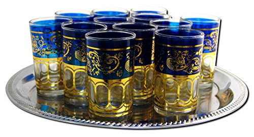 Glass Ware 12x Teegläser Marokko orientalische Teegläser blau gold von Glass Ware