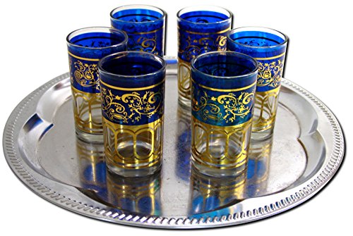 Glass Ware 6x Teegläser Marokko orientalische Teegläser blau-gold von Glass Ware