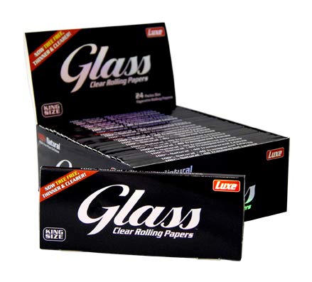Glass Clear Rolling Papers, King Size Slim Blättchen aus Zellulose, transparent 5 Boxen (120 Heftchen) von Glass