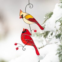 Glasmalerei Kardinal Ornament Muttertagsgeschenk Fensterbehang Moderner Vogel Suncatcher von GlassArtStories