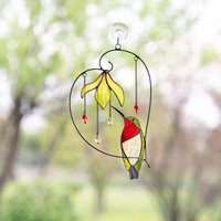 Buntglas-Kolibri, Muttertagsgeschenke, Modernes Buntglas-Kolibri-Ornament, Kolibri-Geschenke, Buntglas-Blume von GlassArtStories
