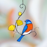 Buntglas Vogel Suncatcher Muttertagsgeschenke Ost Bluebird Buntglasfensterbehang Benutzerdefinierte Lichtfänger von GlassArtStories