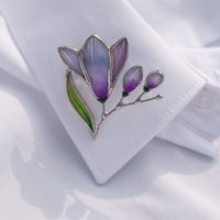 Freesie Strauß Glasmalerei Schmuck Muttertagsgeschenk Benutzerdefinierte Blumenbrosche Freesia Pflanzenstift von GlassArtStories