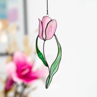 Glasmalerei Blume Suncatcher Muttertagsgeschenk Tulpe Glasfensterbehang Charme von GlassArtStories