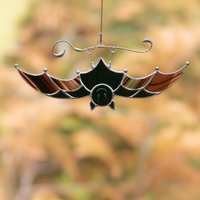 Halloween Buntglas Suncatcher Vampir Deko Geschenke Fledermaus Glasmalerei Fensterschmuck von GlassArtStories