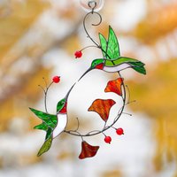 Kolibri Glasmalerei Fensterbehänge Muttertagsgeschenk Benutzerdefinierte Glasmalereivogel Suncatcher 7 von GlassArtStories