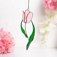 Moderne Glasmalerei Ornament Weihnachtsgeschenke Mama Benutzerdefinierte Glasfensterbehänge Suncatcher Blume von GlassArtStories