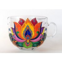 Geschenk Für Sie Mandala Handbemalte Glastasse Personalisierte Geschenkidee Mama Buntes Frauen von GlassBayStudio