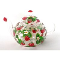 Handbemalte Glas Erdbeeren Teekanne Obst Personalisierte Teeliebhaber von GlassBayStudio
