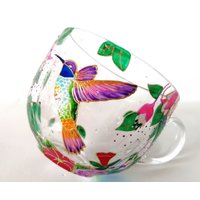 Kolibri Glasbecher Farbige Kaffeetasse Jahrestagsgeschenk Für Mutter Einzigartiges Geschenk 60. Jahrestag Geschenkidee Glasfarbe von GlassBayStudio