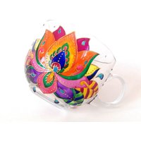Mandala Handbemalte Glasbecher Personalisierte Muttertag Geschenkidee Für Mama Bunte Geschenk Frauen von GlassBayStudio