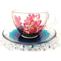 Muttertagsgeschenke Lotus Teetasse Set Unikat Geschenke Teeset Personalisiertes Glas Mit Untere Hochzeit Morgentasse Tee Personalisiert von GlassBayStudio