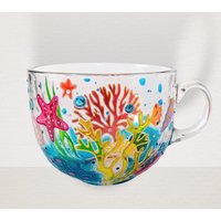 Personalisiertes Geschenk Unter Dem Meer Kaffeetasse Personalisierte Handbemalte Große Für Meeresliebhaber Geburtstagsgeschenk von GlassBayStudio