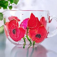 Rote Mohnblumen Weihnachtsgeschenk Präsentieren Personalisierte Becher, Mohngeschenke, Mohnblumen-Themengeschenke, Geschenk Für Mutter von GlassBayStudio