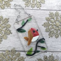 Handgefertigtes Glas Rotkehlchen Hängedekoration - Vogel Im Baum Bild Urlaub Dekor Weihnachtsgeschenk Festliche Verzierung Geschenk von GlassByGenea