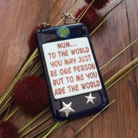 Handgemachte Fusing Glass Mum You Mean The World To Me Hängende Bilddekoration - Suncatcher Muttertag Nan, Dad Geschenk Planet Und Sterne von GlassByGenea