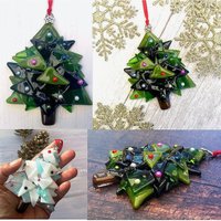 Handgemachte Geschmolzene Glas 3D Weihnachtsbaum Hängedekoration - Ornament Urlaub Dekor Weihnachtsgeschenk Festliches Geschenk von GlassByGenea
