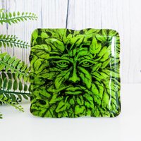 Handgemachter Greenman-Getränkeuntersetzer Aus Geschmolzenem Glas - Greenman-Plakette Blattmannkunst Greenman-Gesicht Grüne Glasfliese Mann Der Handgemachter Greenman-Getränkeuntersetzer Aus Geschmolzenem Glas - Greenman-Plakette Blattmannkunst Greenman-Gesicht Grüne Glasfliese Mann Der von GlassByGenea
