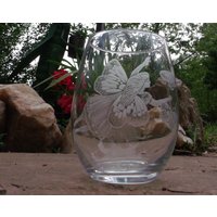 Handgravierte Feen-Weingläser Schmetterlings-stielloses Glas-Set von GlassGoddessNgraving