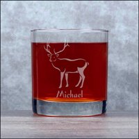 Elk Graviertes 11 Unzen Whiskyglas - Tief Geätztes Felsenglas Personalisiertes Geschenk Freie Personalisierung von GlassIslandDesigns