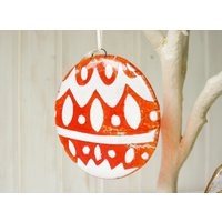 Rote Weihnachtskugel Glasdekoration-Kostenloser Versand in Größe-Rot/Orange Und Weiße Weihnachtsdekoration-12 cm/5 "Durchmesser von GlassRelief
