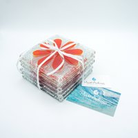 Set Von 6 Blumen Untersetzern Aus Geschmolzenem Glas, Untersetzer-Set, Dating-Jubiläum, Benutzerdefinierte Untersetzer, Tischsets, Trinkgeschirr von GlassRelief