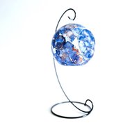 Abstrakter Distressed Glas Kerzenhalter Blau, Perle & Kupfer von GlassTrappedDesigns