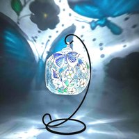 Himmelblau Schmetterling Glas Kerzenhalter, Handgemaltes Dekor, Einzigartige Geschenkidee Himmelblau Schmetterling Glas Kerzenhalter, Handgemaltes Dekor, Einzigartige Geschenkidee von GlassTrappedDesigns