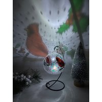 Cardinal Christbaumschmuck Handbemalter Glas Teelichthalter von GlassTrappedDesigns