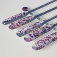 6Er Set Cocktail-stäbchen in Pink Und Lila Aus Fusing-Glas von GlassbyDebbie