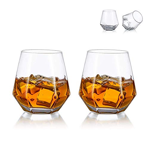 Diamond Whisky Glasses 2er-Set Gekipptes Scotchglas 300 Ml Whiskyglas Moderner Look Für Männer Frauen, Papa, Ehemann, Freunde, Glaswaren Für Bourbon/Rum/Bar Tumbler von Glasseam