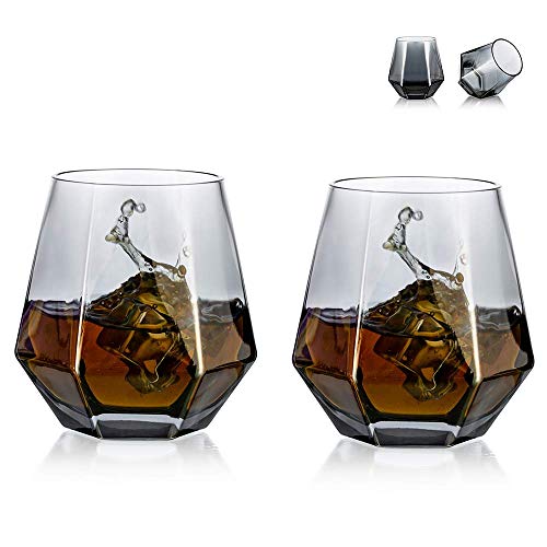 Diamond Whisky Glasses 2er-Set Gekipptes Scotchglas 300 Ml Whiskyglas Moderner Look Für Männer Frauen, Papa, Ehemann, Freunde, Glaswaren Für Bourbon/Rum/Bar Tumbler von Glasseam