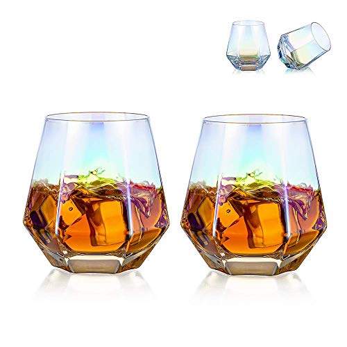 Diamond Whisky Glasses 2er-Set Gekipptes Scotchglas 300 Ml Whiskyglas Moderner Look Für Männer Frauen, Papa, Ehemann, Freunde, Glaswaren Für Bourbon/Rum/Bar Tumbler von Glasseam