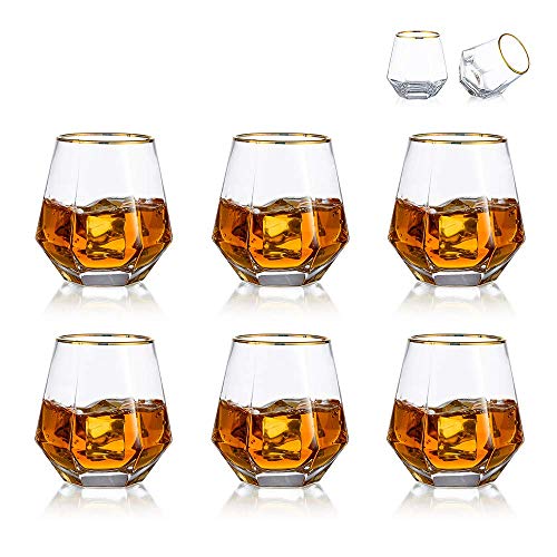 Diamond Whisky Glasses 6er-Set Gekipptes Scotchglas 300 Ml Whiskyglas Moderner Look Für Männer Frauen, Papa, Ehemann, Freunde, Glaswaren Für Bourbon/Rum/Bar Tumbler von Glasseam