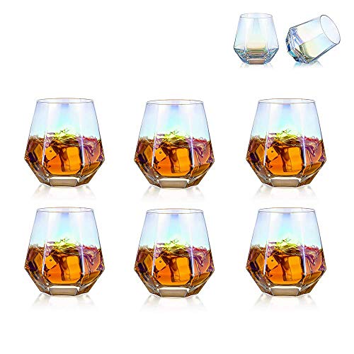 Diamond Whisky Glasses 6er-Set Gekipptes Scotchglas 300 Ml Whiskyglas Moderner Look Für Männer Frauen, Papa, Ehemann, Freunde, Glaswaren Für Bourbon/Rum/Bar Tumbler von Glasseam