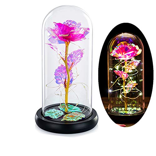 Die Schöne Und Das Biest Rose In Glaskuppel Mit Warmweißen LED-Lichtern Ewiges Kristallrosenblumengeschenk Verzaubertes Geschenk Für Immer Zum Geburtstag Für Sie Zum Jubiläum Valentinstag Hochzeit von Glasseam