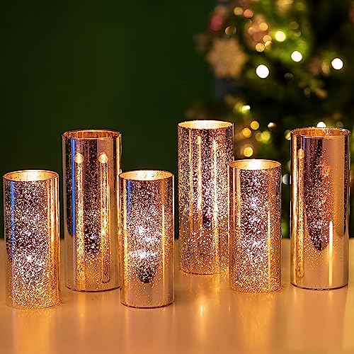 Glasseam Kerzenhalter Stumpenkerzen, 6er Set Glaszylinder mit Boden, Crackle Kerzengläser Groß, Chic Windlicht Weihnachten für Esstisch Dekoration, Kerzenständer Silber Vasen Deko für Home Tischdeko von Glasseam