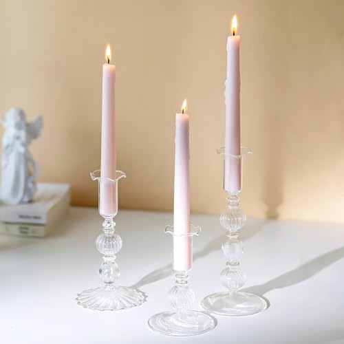 Glasseam Kerzenhalter Stabkerze Kerzenständer Glas: 3er Set Stabkerzenhalter für Tischdeko Modern Kerzenständer Stabkerzen für Wohnzimmer Esstisch Deko Glasseam Kerzenhalter Stabkerze Kerzenständer Glas: 3er Set Stabkerzenhalter für Tischdeko Modern Kerzenständer Stabkerzen für Wohnzimmer Esstisch Deko von Glasseam